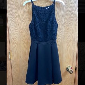 Francesca’s black A-line mini dress